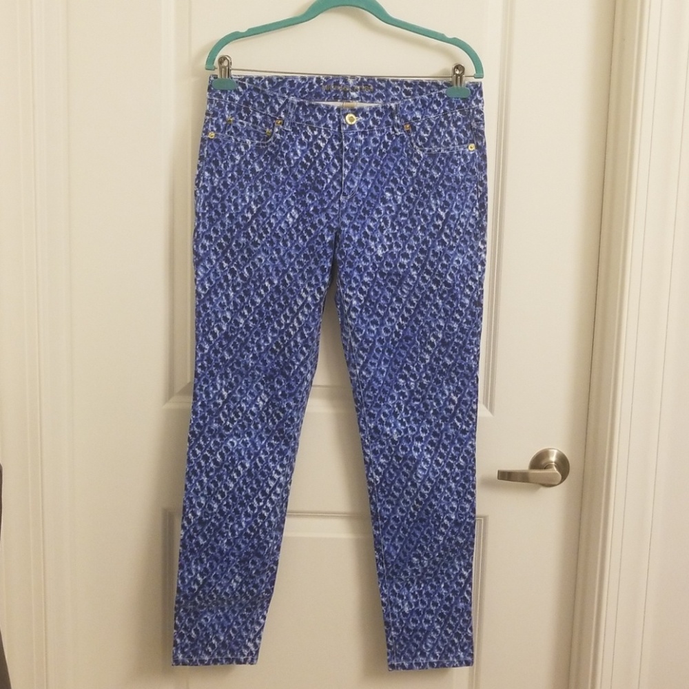 MK blue and white water tie dye jeans